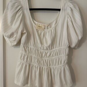 Maeve Cream Ruched Blouse